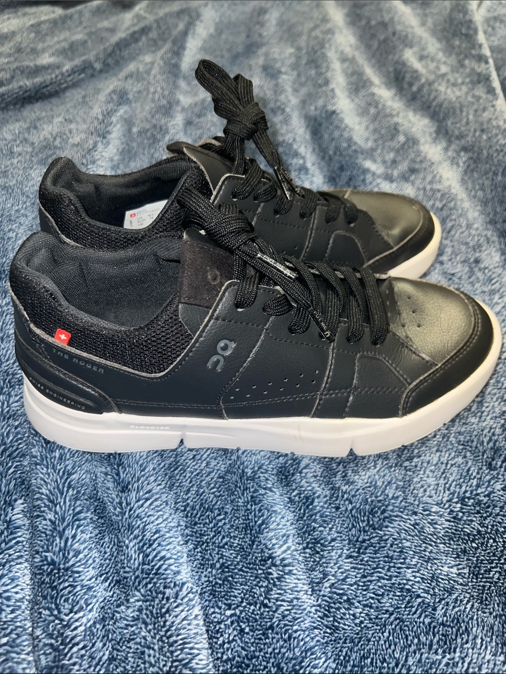 On Cloud Women's Speedboard Black Leather Sneakers with White Sole - Picture 4 of 8